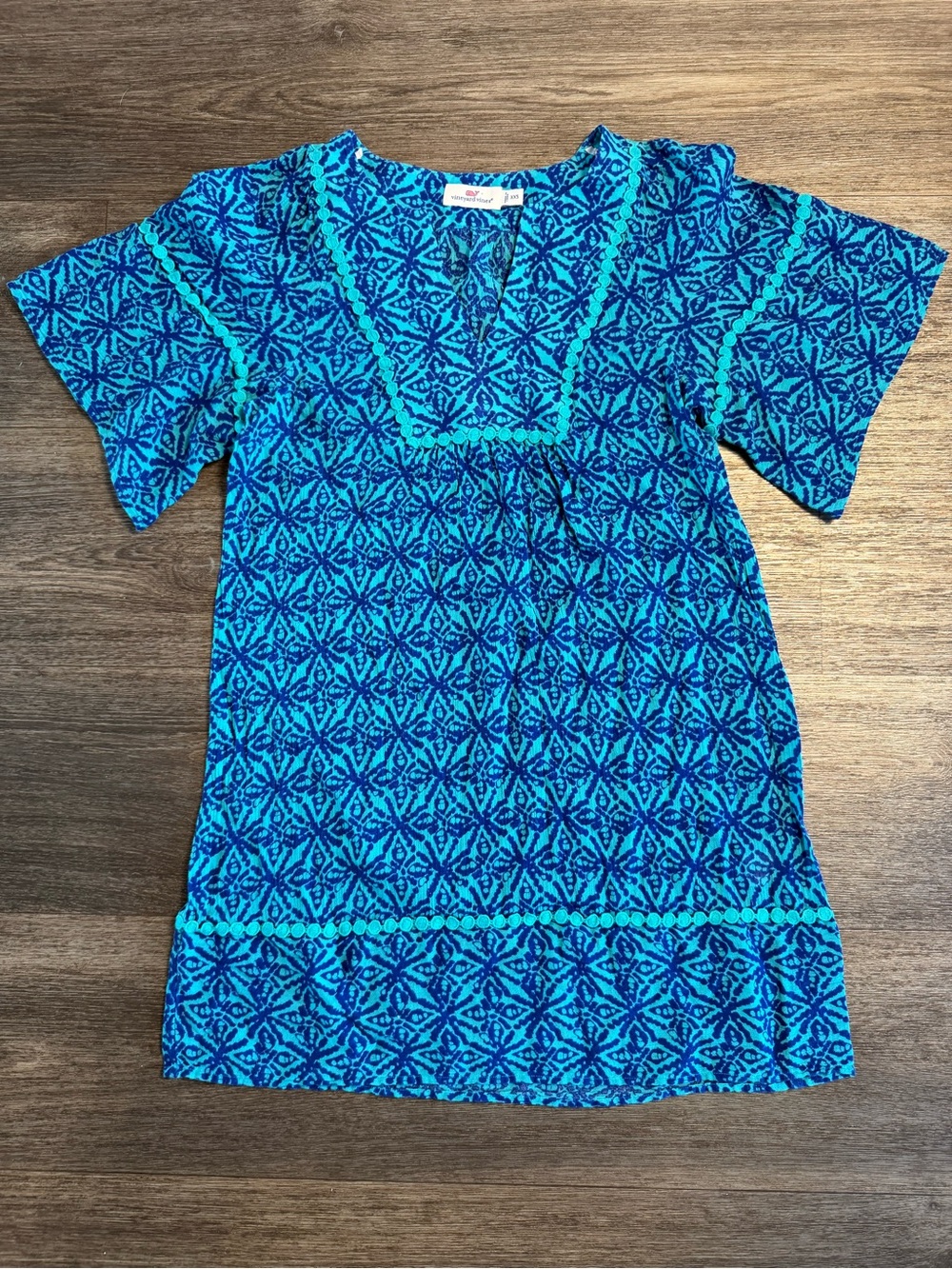 Vineyard Vines Blue & Teal Patterned Tunic Dress